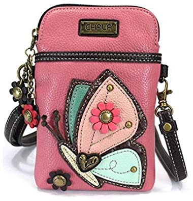 Price:$32.50 Chala Handbags Charming Butterfly Theme Collection (Pink Phone Purse) Small  Handbags   