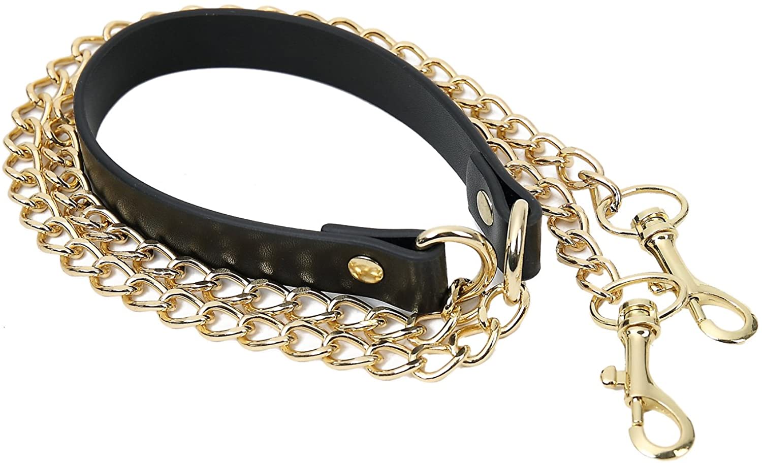 Price:$9.99 Lam Gallery 4/5" Split Leather Purse Chain Straps Replacement 47" Crossbody Shoulder Bag Strap Replacement Wallet Clutch Tote Satchel Handbags Strap(Black Gold Chain)  Handbags   