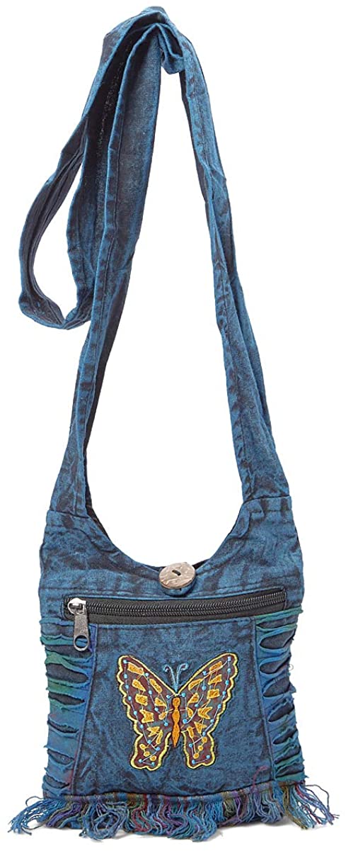 Price:$15.99    The Collection Royal Dip Dye Cotton Sling Crossbody Shoulder Applique Mini Hobo Bag  Clothing