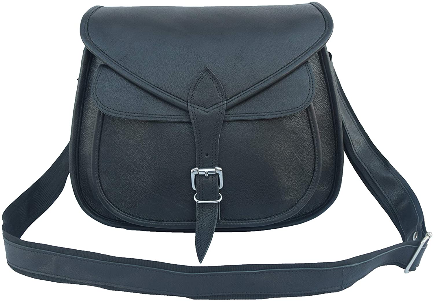 Price:$44.99    Black Leather Crossbody Bag Women Teen Girls Purse Satchel Handbag Messenger Shoulder Sling Bag 13 Inch, Medium  Clothing