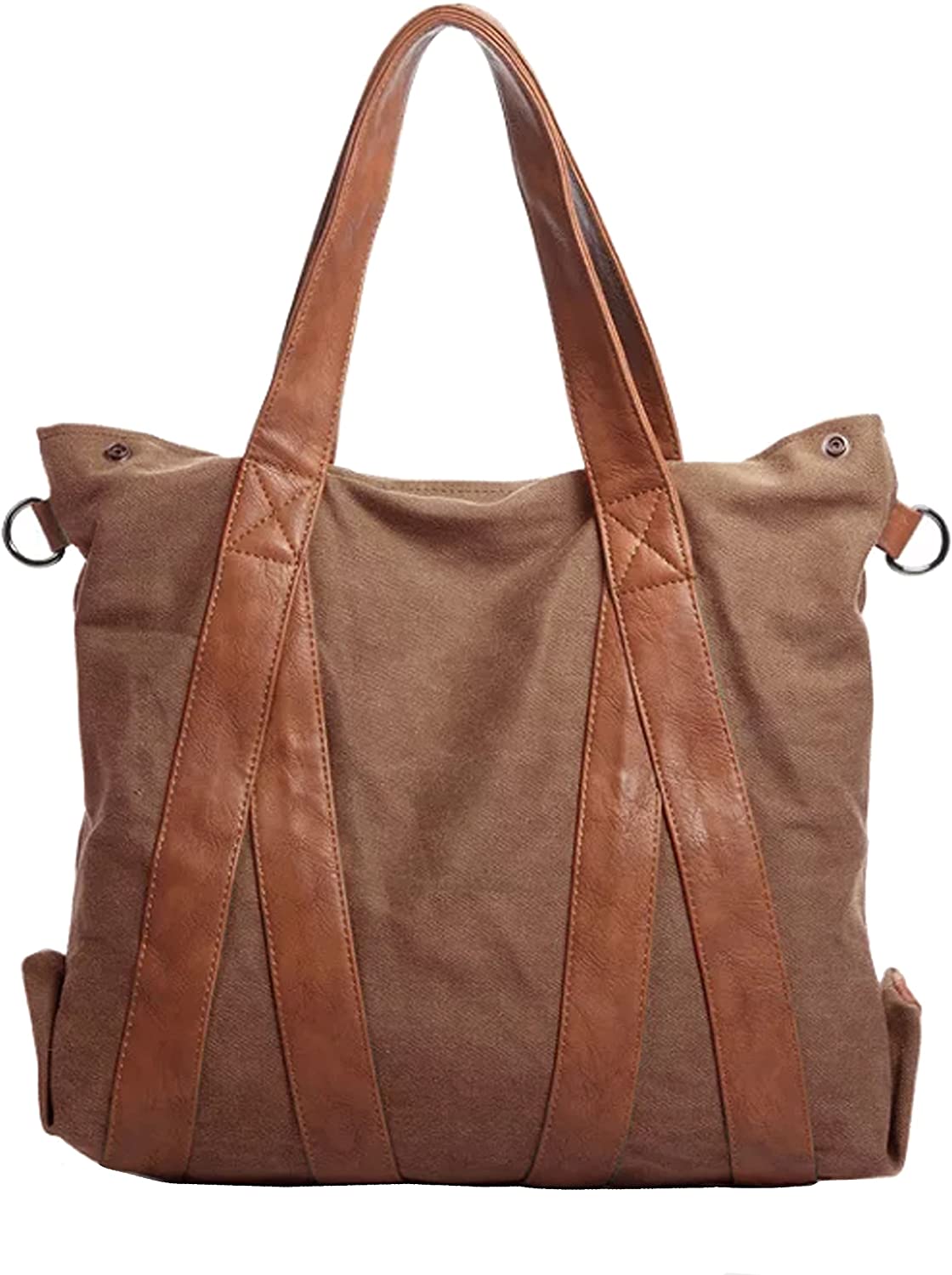 Price:$25.90    Queenie - 1 Pc Women's Medium Size Casual Cotton Canvas Tote Bag Shopping Bag Lady Handbag Shoulder Bag Beach Bag (Model No   1123 Dark Brown)  Clothing