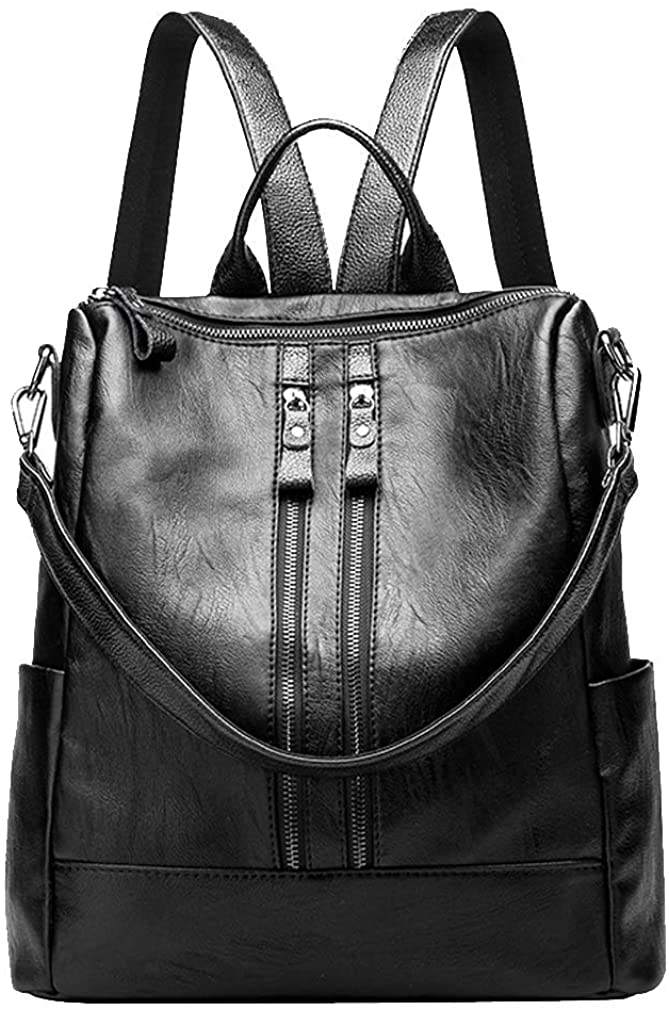 Price:$27.89    Women Leather Backpack Convertible Ladies Girl Rucksack Handbag Travel School Casual Fashion Shoulder Bag Daypack Top-Handle Tote Purse Pack  Clothing