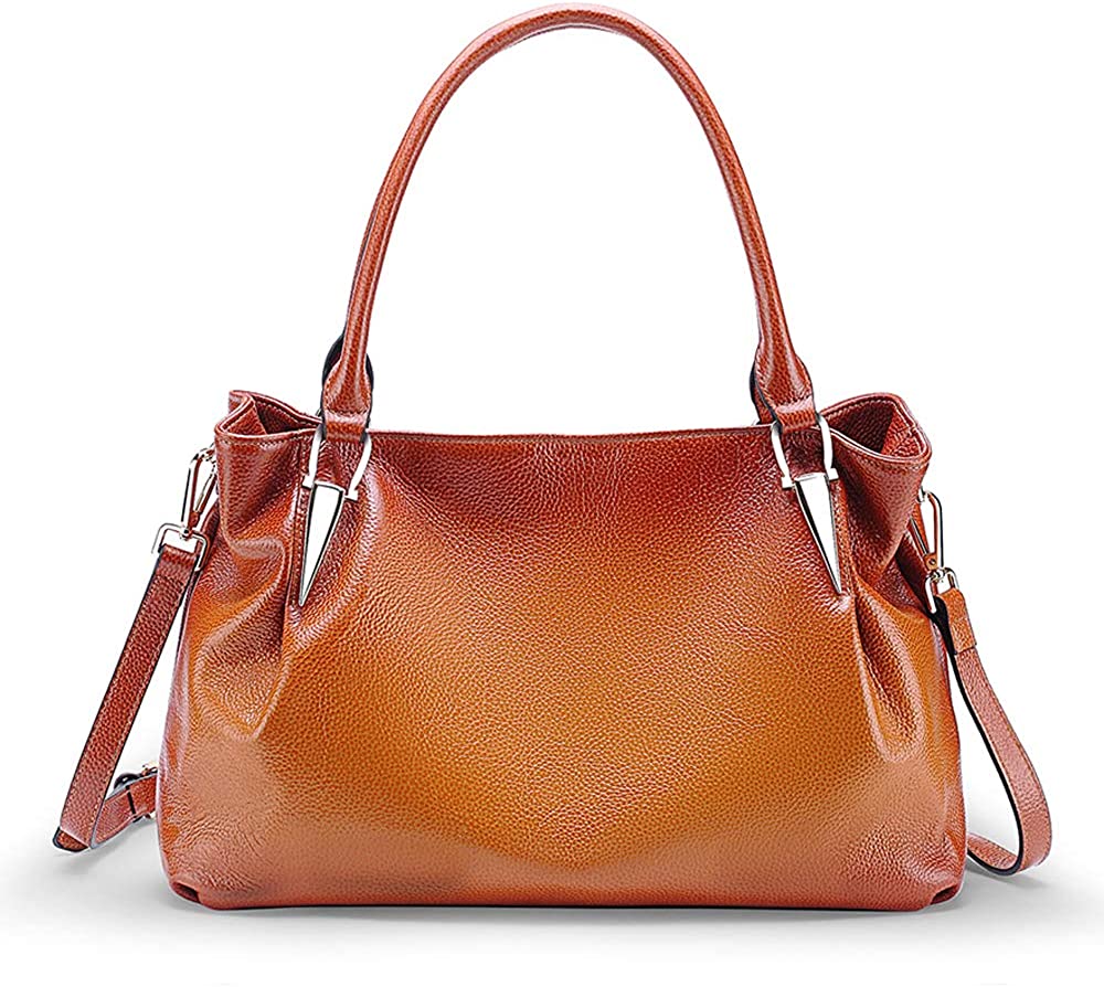 Price:$75.99    Genuine Leather Women Handbags Vintage Tote Shoulder Cross Body Bags for Ladies, Brown, Large  Clothing
