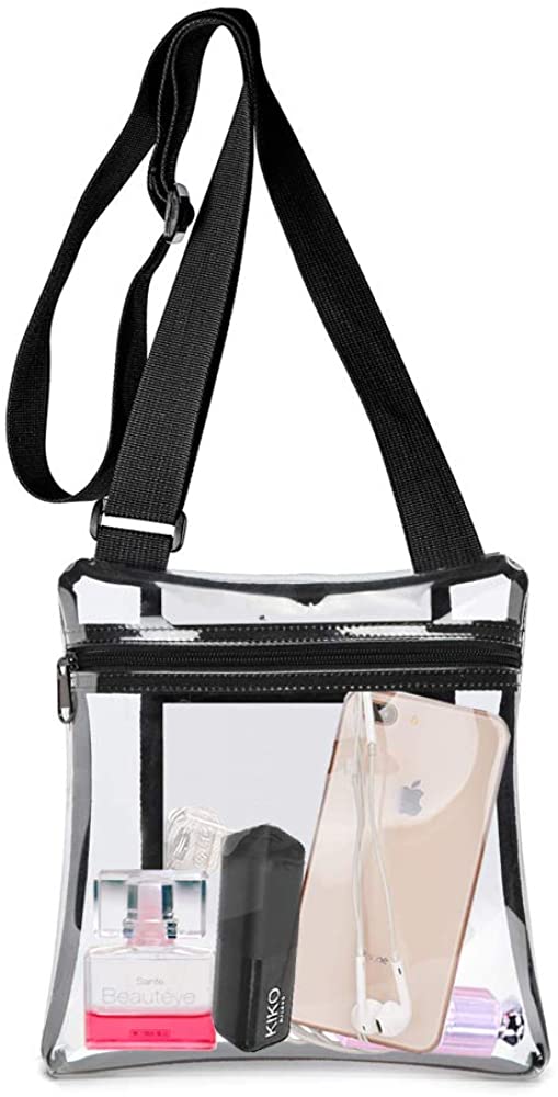 Price:$7.99 Clear Crossbody Purse Bag NFL, NCAA & PGA Stadium Approved Clear Gameday Messenger Shoulder Bag with Adjustable Shoulder Strap for Women  Handbags   