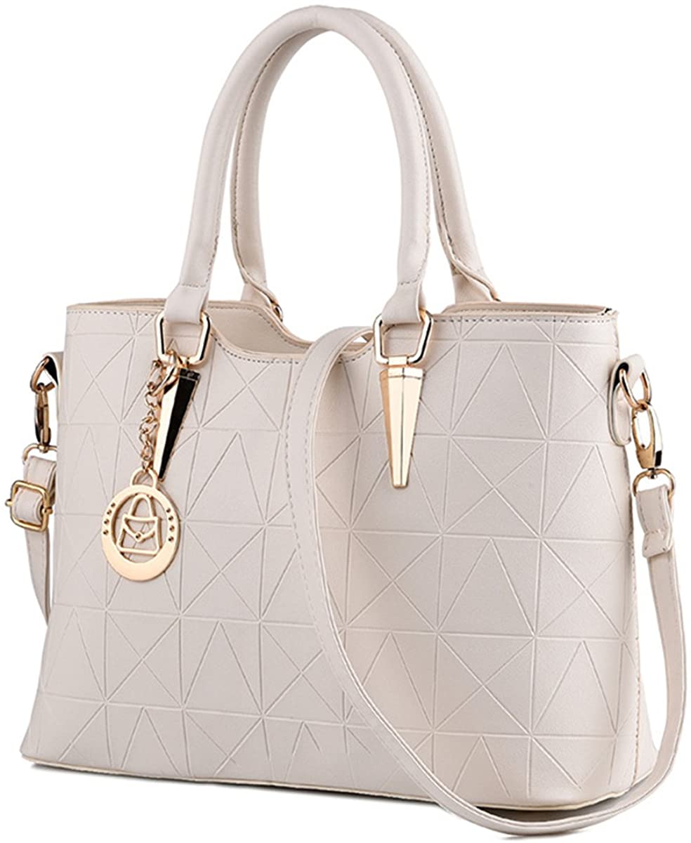 Price:$23.99    XMLiZhiGu Women's PU Leather Top-Handle Handbag Shoulder Crossbody Bag Tote Beige  Clothing