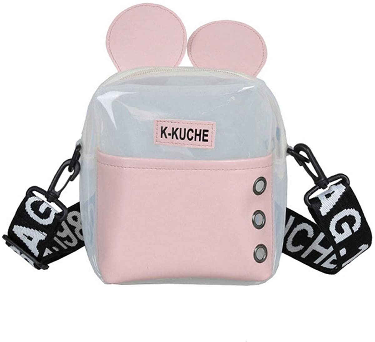 Price:$11.99 Mouth Ears Shoulder Bag Clear Crossbody Purse See Through Messenger Beach Daypack Waterproof Handbag  Handbags   
