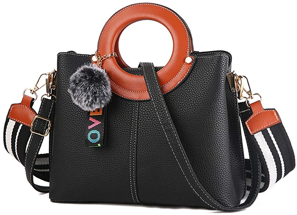 Price:$29.99 Nevenka Women Handbags Messenger Crossbody Shoulder Bag PU Leather Pocketbooks (HP6686-Black)  Handbags   