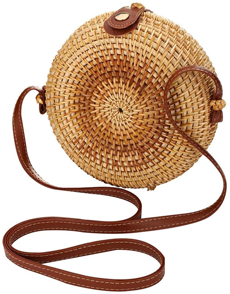 Price:$18.99    Rattan Bag for Women Cossbody Shoulder Handbags Clutch Purses Casual Style (B 180x180x70mm)  Clothing