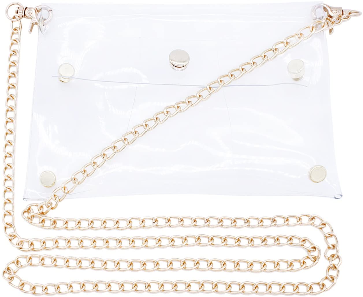 Price:$10.74    Transparent Shoulder Bag PVC Messenger Clear Cross Body Bags with Gold Chain …  Clothing