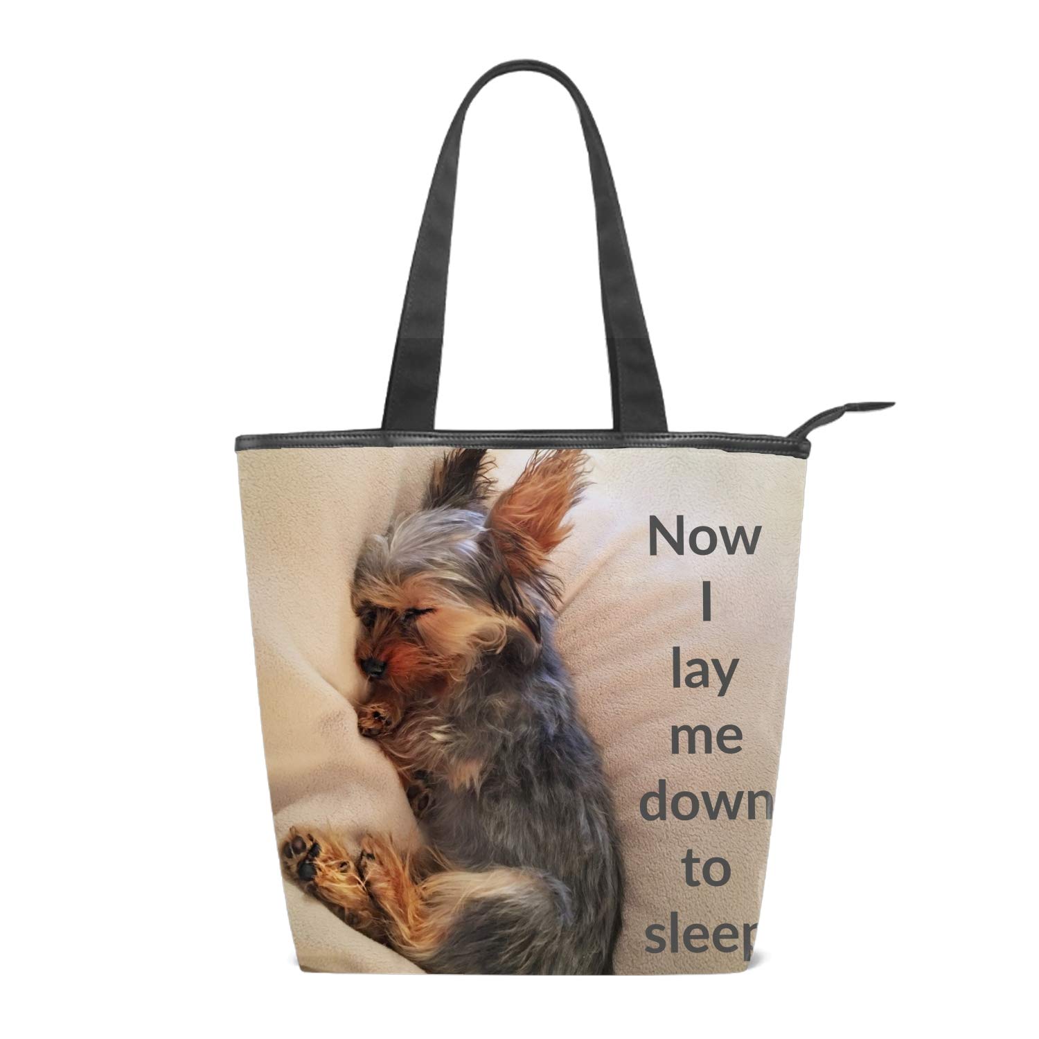 Price:$21.60    Sleep Yorkie Dog Printing Canvas Shoulder Bag Retro Casual Handbags Messenger Bags  Clothing