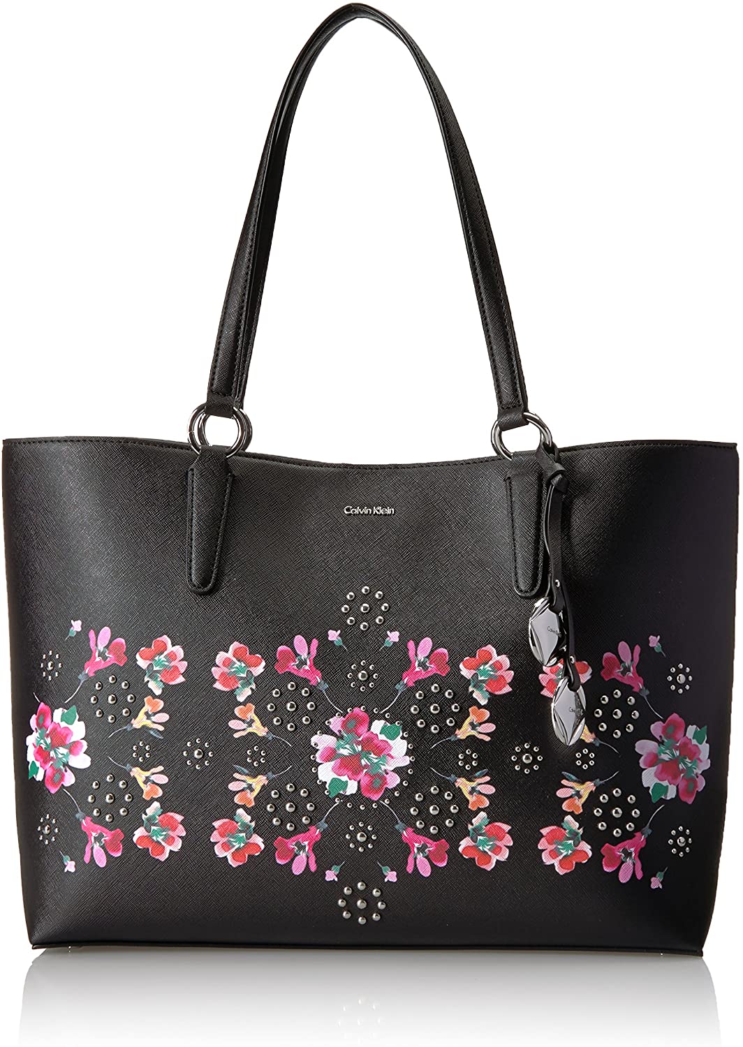 Price:$128.27    Calvin Klein Reese Floral Printed Saffiano E/W Tote Tote Bag, BLK FLORAL, One Size  Clothing