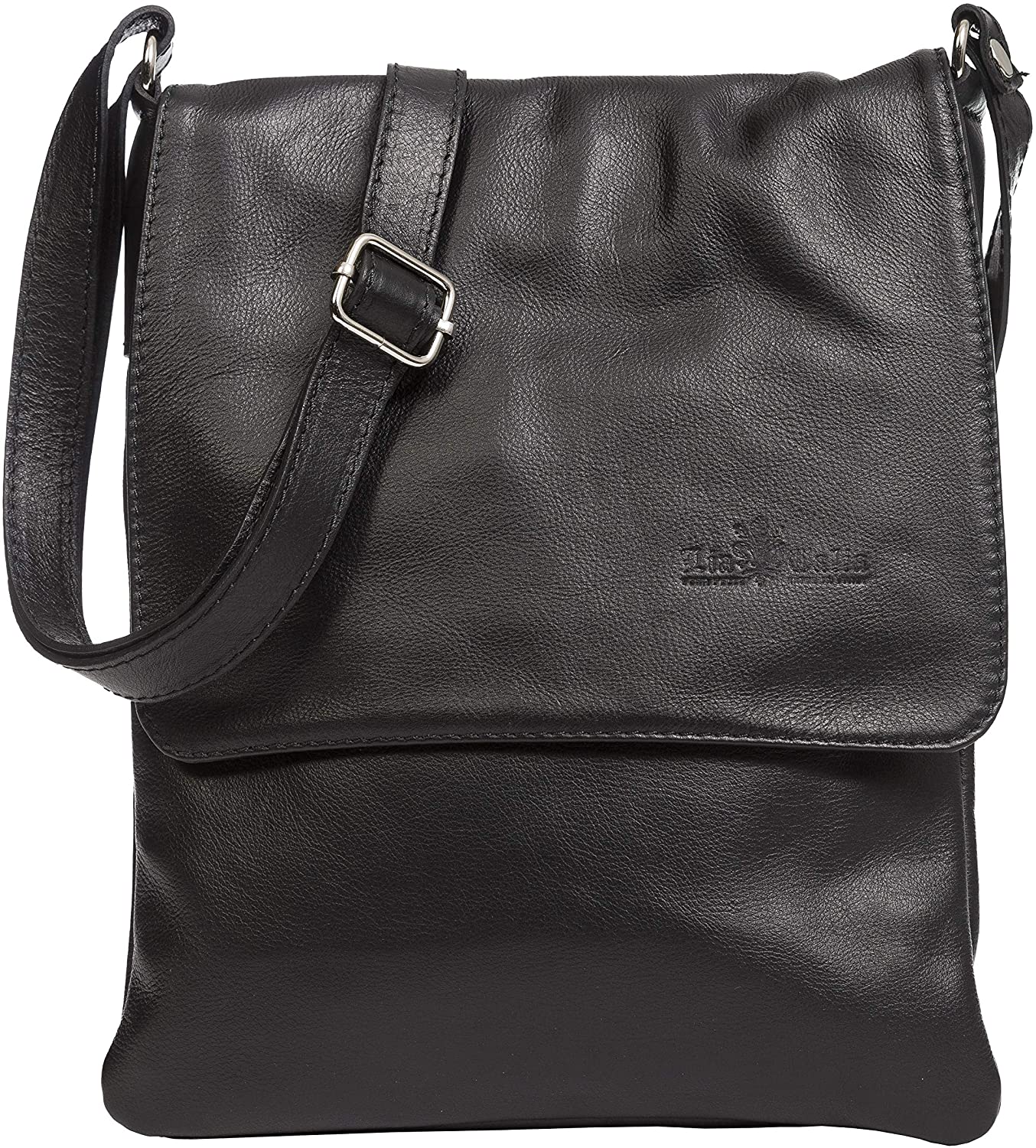 Price:$59.99 LiaTalia Womens Cross-Body Bag - 100% Real Italian Soft Leather Shoulder Handbag Purse - Medium Size Messeger - AMBER - Black  Handbags   