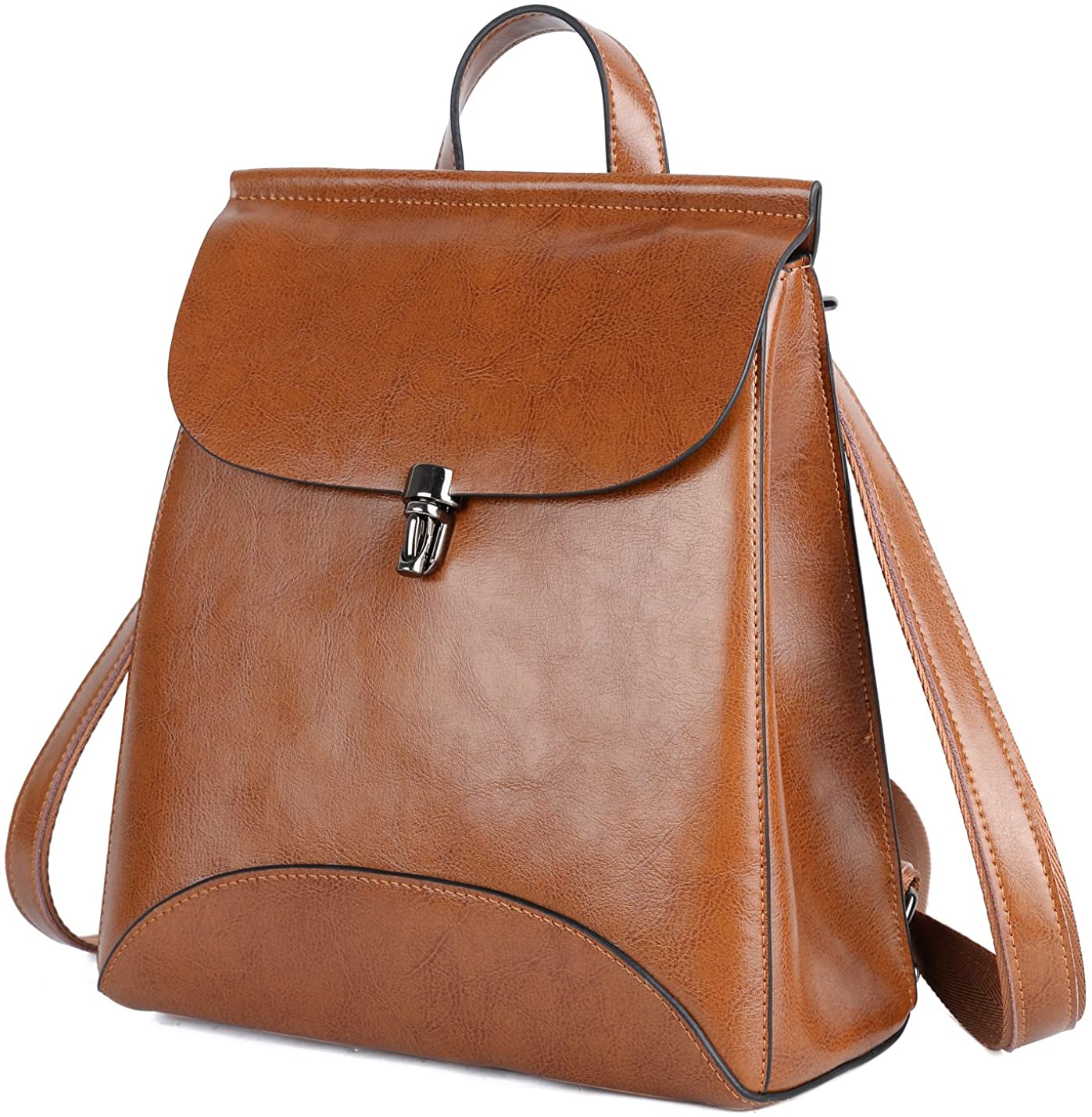 Price:$49.99    YALUXE Women's Convertible Real Leather Backpack Versatile Shoulder Bag (Upgraded 2.0) Brown  Clothing