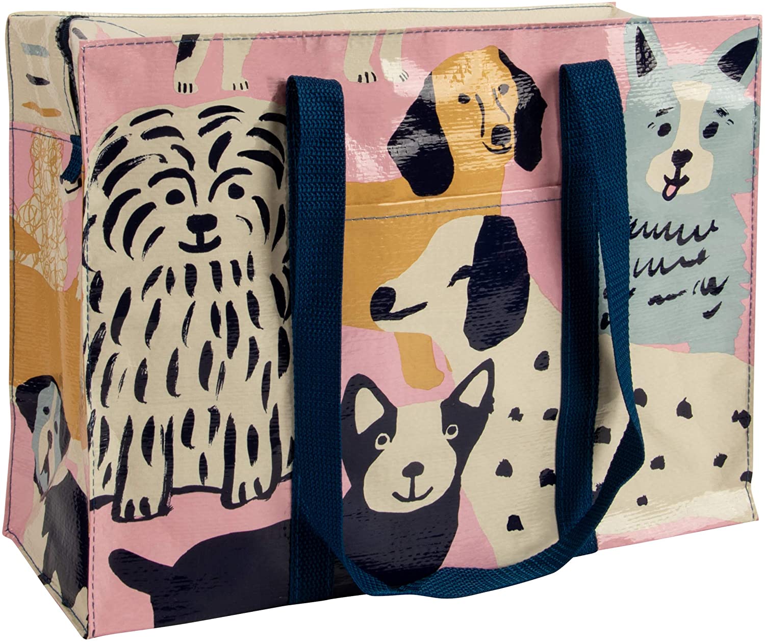 Price:$21.99    Blue Q Shoulder Tote, Happy Dogs. The carry-everywhere bag that features a hefty zipper, exterior pocket, wrap-around straps, reinforced floor, 95% recycled material, 11"h x 15"w x 6.25"d.  Clothing