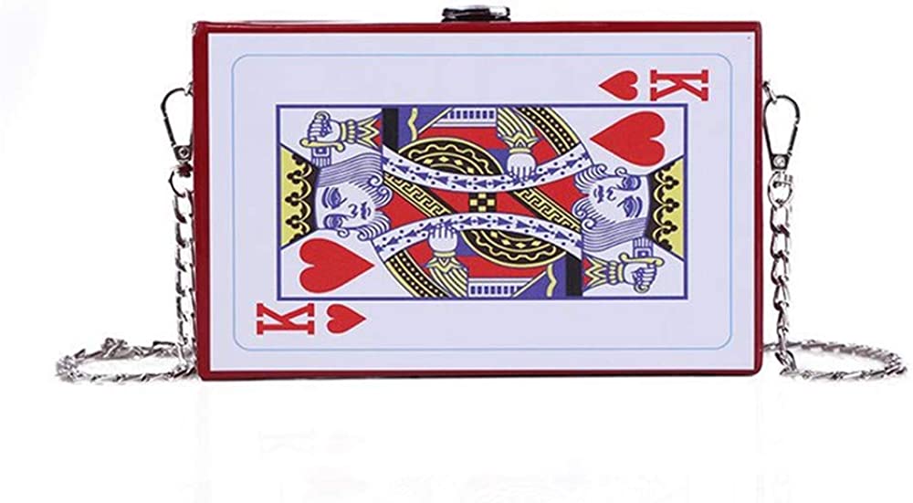 Price:$13.49 Unique Vintage Poker Print Cross-Body Bag Women Clip Clasp Shoulder Bag Handbag (K)  Handbags   