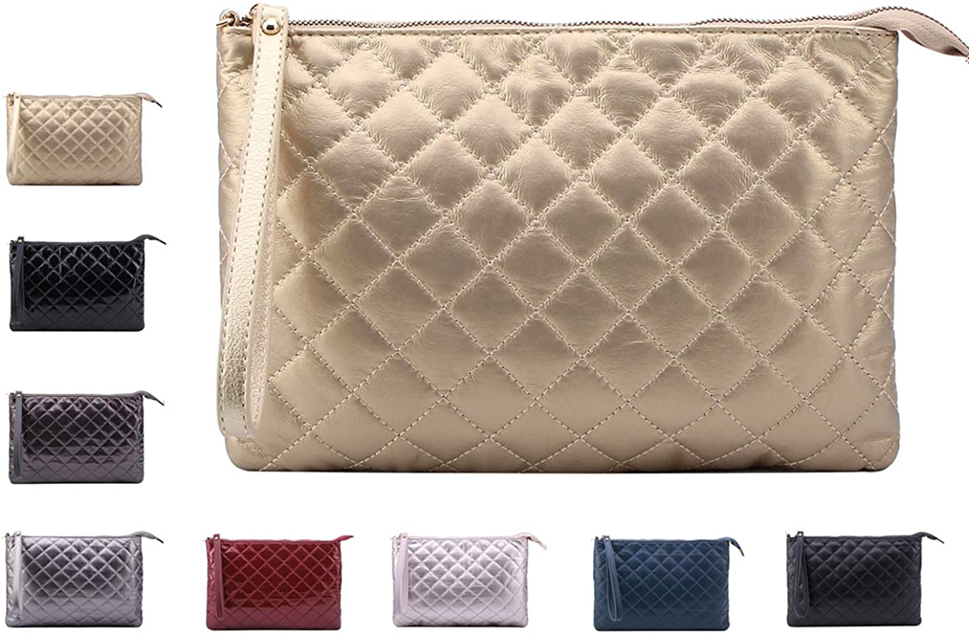 Price:$19.93 Solene Light weight Quilted Handbags for Women Nylon Clutch Trendy Design Shoulder Bag (NY103-GLD/P-1)  Handbags   