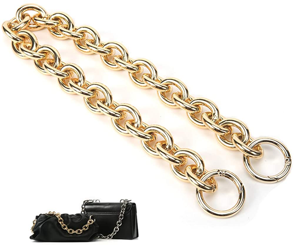 Price:$14.99 Fashionable Heavy Aluminum O Shape Metal Chain Handle Shoulder Strap Replacement for Women's Handbag, Shoulder Bag (Gold)  Handbags   