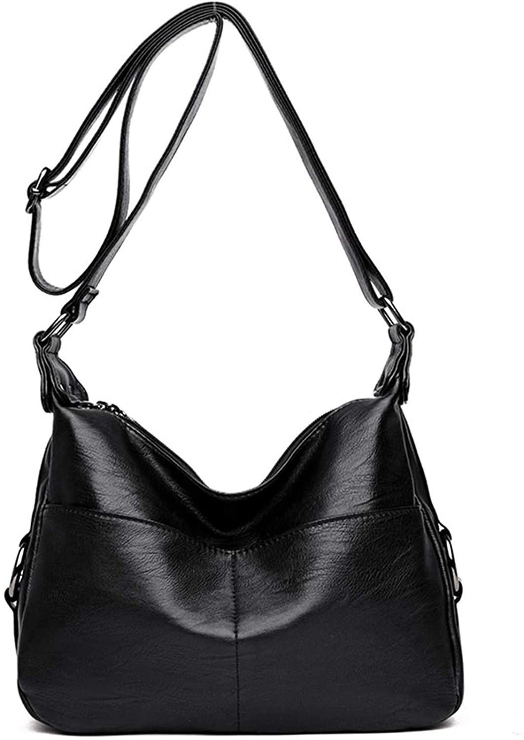 Price:$28.99    SYYHOME Women Leather Crossbody Bags Retro Sling Shoulder Bags Medium Tote Handbag Ladies Pocketbooks (Black)  Clothing