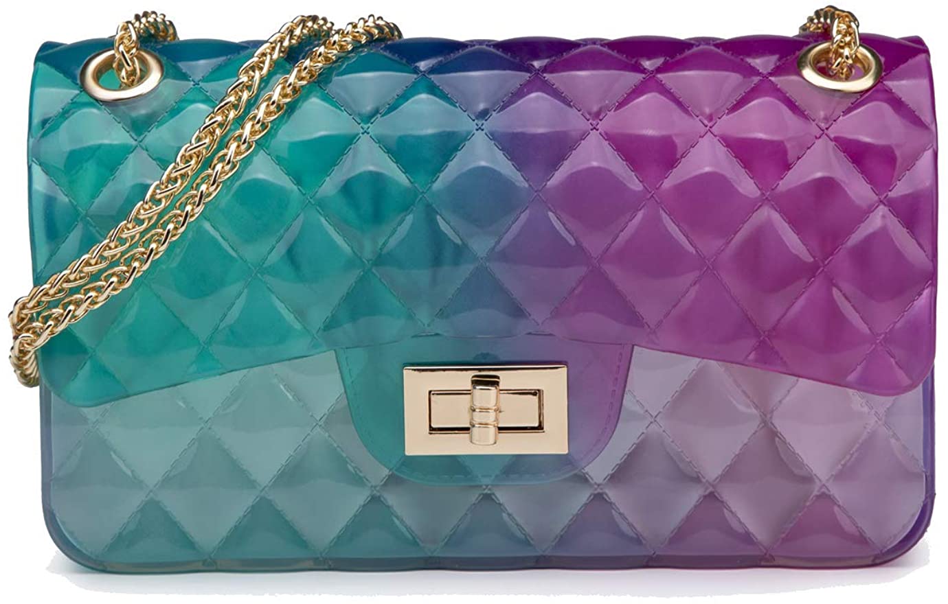 Price:$16.99    Hanbella Mini Croosbody Bags Colorful Shoulder Bag for Ladies and Girls - Small PVC Quilted Satchel Purses New Pocketbook for Women (Purple/Blue)  Clothing