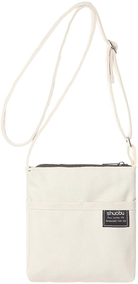Price:$12.39 Haytijoe Small Crossbody Bag Canvas Mini Crossbody Cell Phone Purse Shoulder Clutch for Women(White)  Handbags   