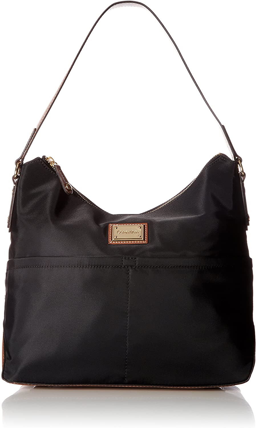 Price:$99.99    Calvin Klein Teodora Nylon Hobo, Black/Gold  Clothing