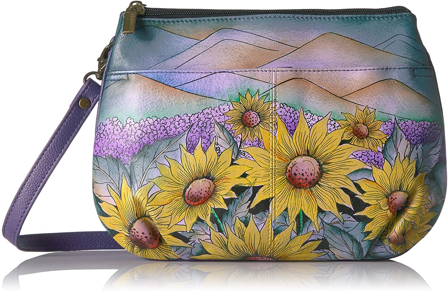 Price:$160.81 Anna by Anuschka Handpainted Leather Multi Compartment X-Body, Hills of Tuscany  Handbags   