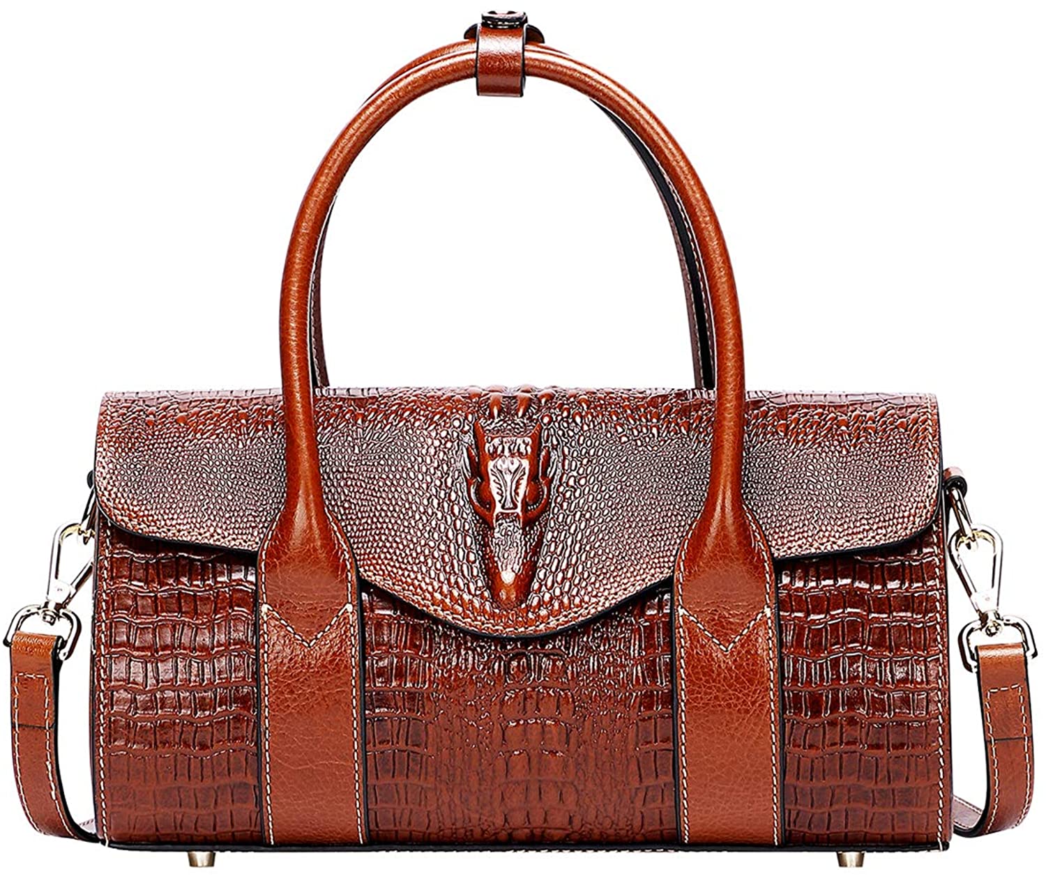 Price:$149.67 PIJUSHI Top Handle Handbags for Women Genuine Leather Crossbody Shoulder Bags Small Crocodile Purse(68003 Brown Croco)  Handbags   