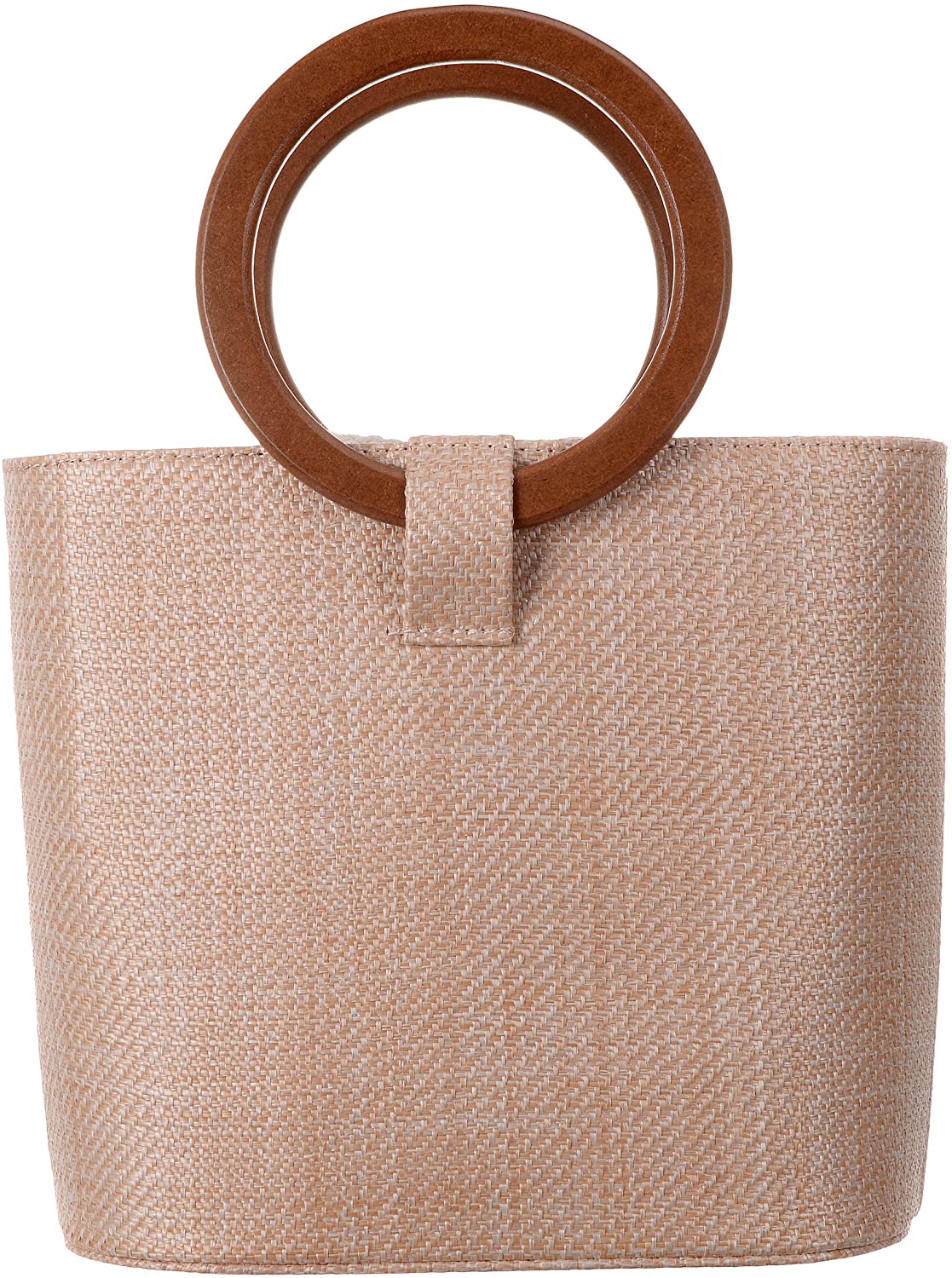 Price:$24.99    QZUnique Women's Solid Straw Bucket Bag Tote Handbags Shoulder Bags Big Handbags Top Handle Straw Bag  Clothing