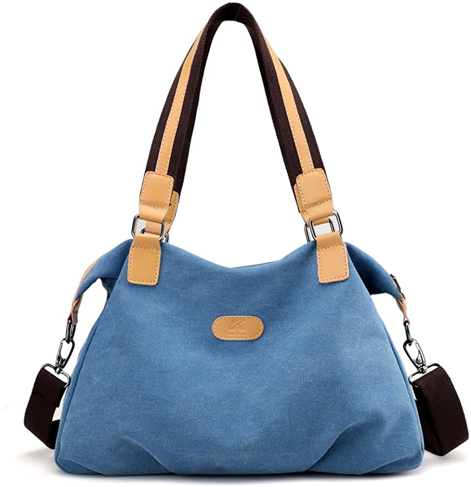 Price:$0.00    Hiigoo Cotton Canvas Bags Casual Shoulder Bag Big Totes Shopping Bag Fashion Handbags (Blue)  Clothing