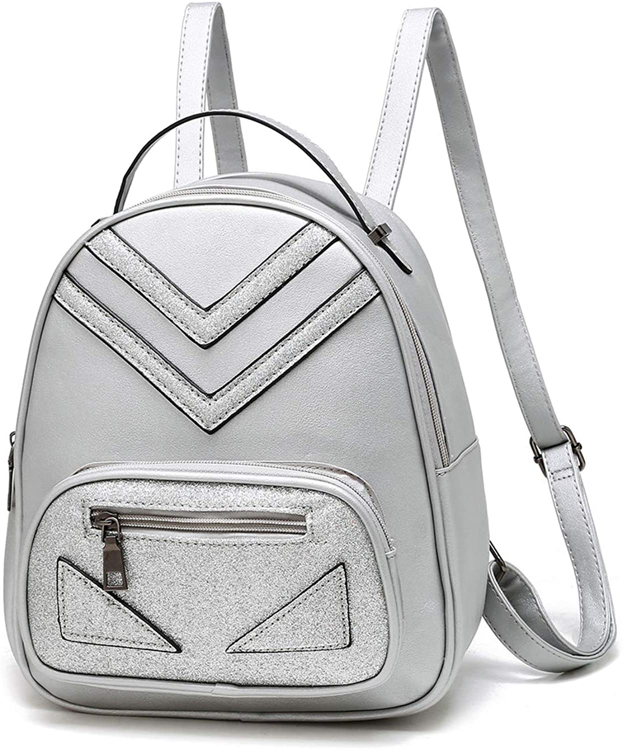 Price:$9.99    Fashion Backpack Purse for Girls Women Pu Leather Shoulder Bag DayPack Rucksack Silver  Clothing