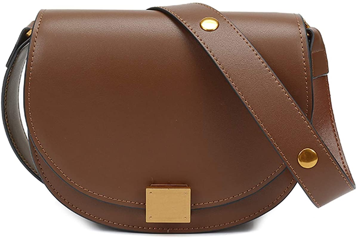 Price:$45.99    YaShaer Women Genuine Leather Crossbody Bag Satchel Bag Saddle Purse and Tote Shoulder Handbags Brown Small  Clothing