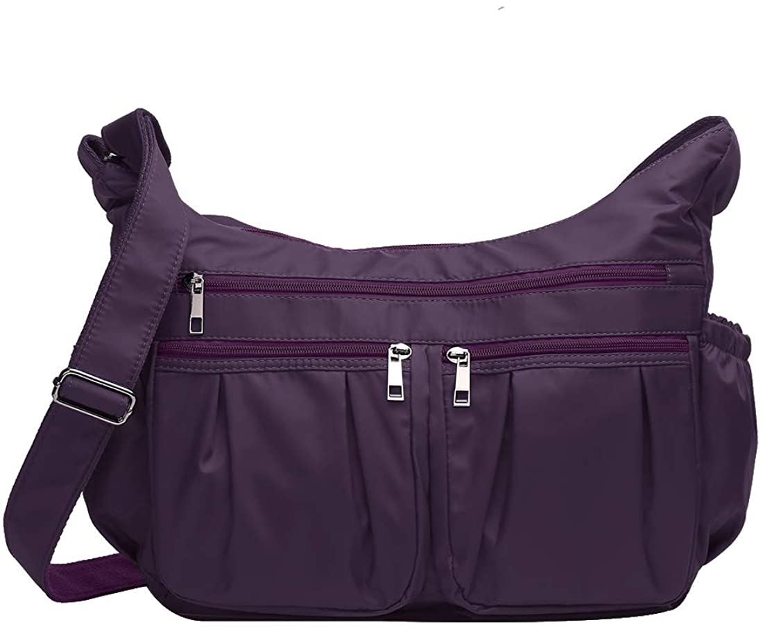 Price:$21.99 Crossbody Bags for Women RFID Multi Pocketbooks Shoulder Bag Waterproof Messenger Bag Nylon Travel Purses and Handbags (purple2-Large)  Handbags   
