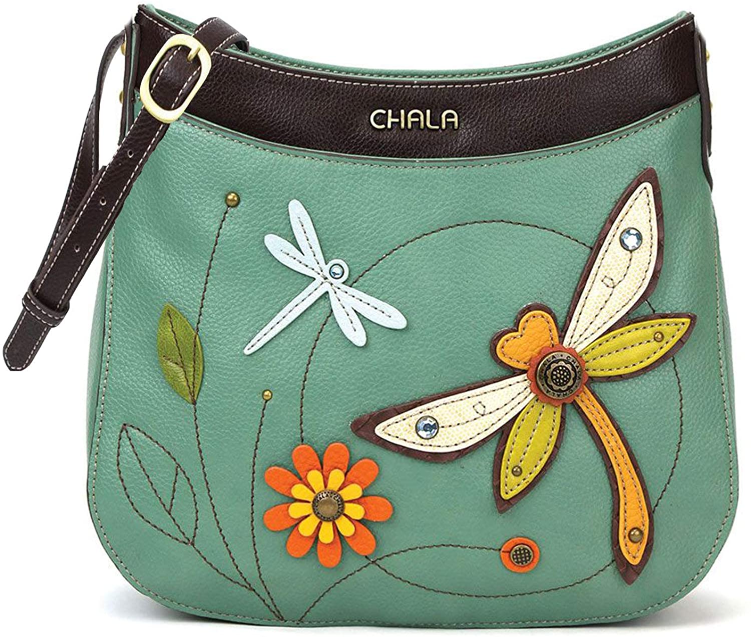 Price:$56.50 Chala Handbags Dragonfly Crescent Crossbody Handbag Purse  Handbags   