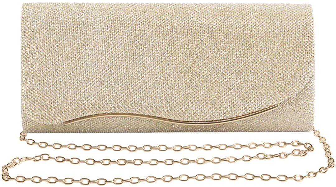 Price:$12.99 Naimo Women Clutches Glitter Evening Bag Elegant Clutch Purse Chain Shoulder Bag  Handbags   