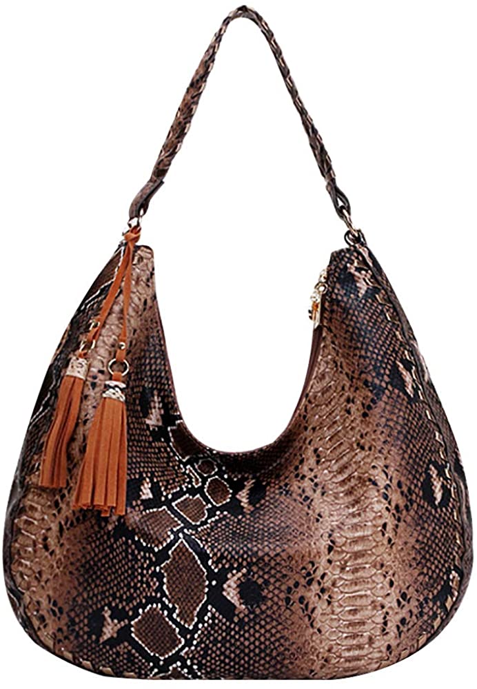Price:$27.99    ADELA Women Snakeskin Grain Tote Bag Stylish Shoulder Bag Hobo Bag Handbag Purse  Clothing