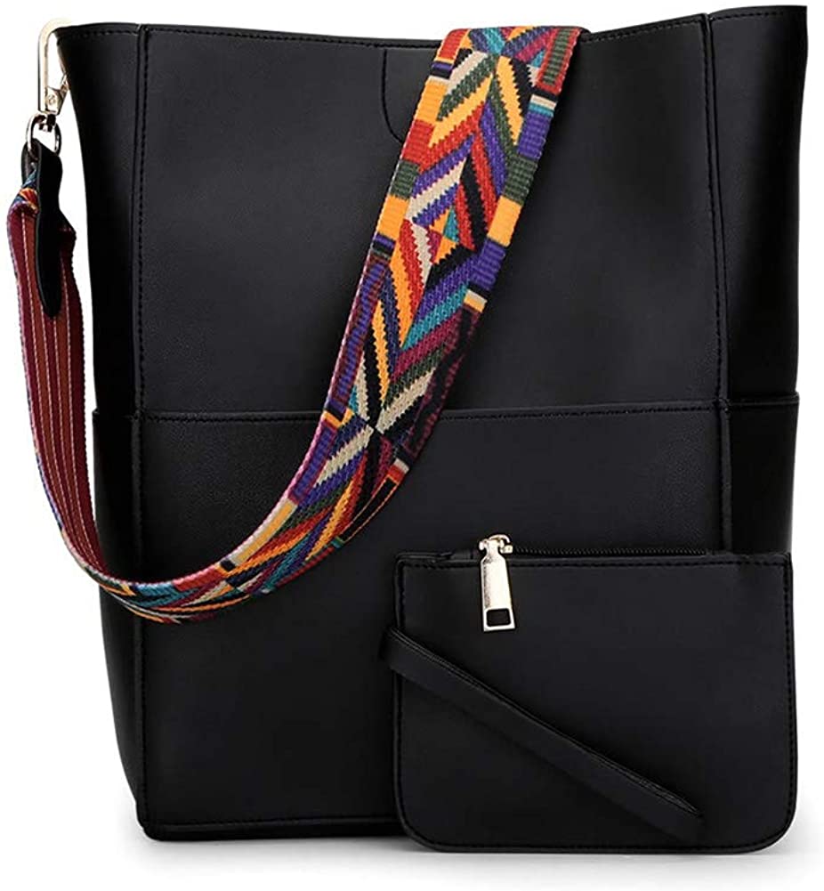 Price:$26.99    Arcly Women Handbag Designer Vegan Leather Hobo Handbags Large Shoulder Bucket Bag Crossbody Purse Black  Clothing