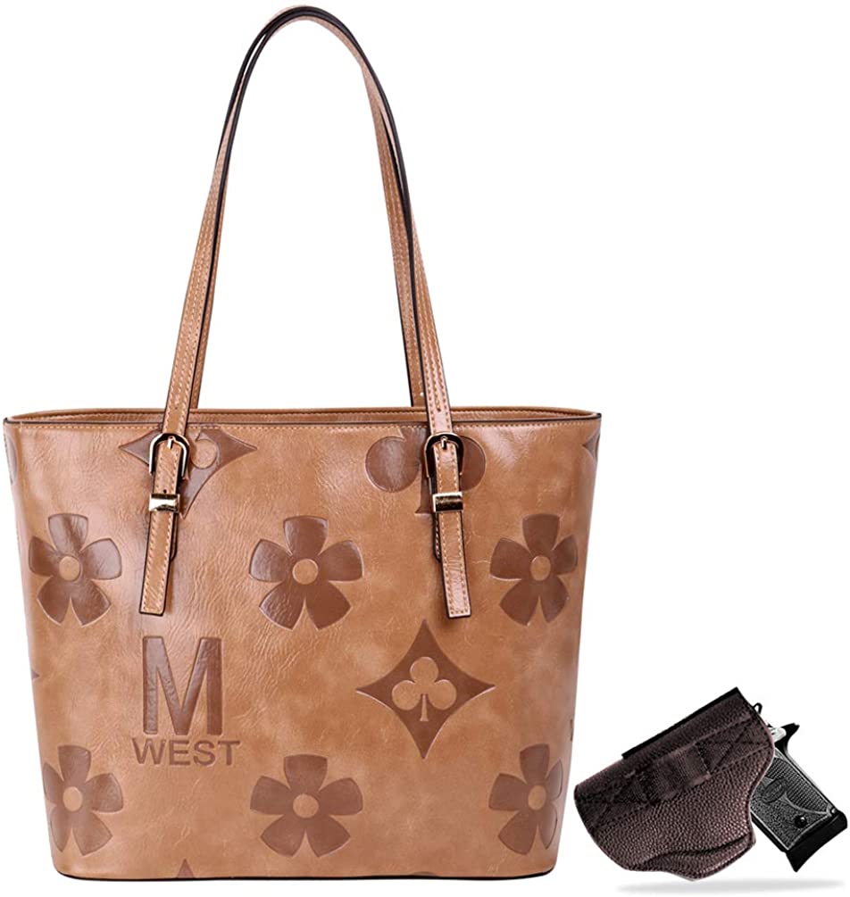 Price:$45.99    Montana West Tote Bag for Women Work Concealed Carry Purses Shoulder Handbags Pistol Tote Bag Monogram Foldable Khaki MLC-G018KAKH  Clothing