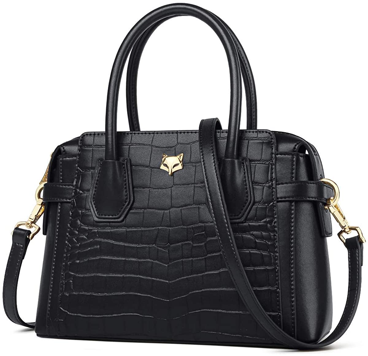 Price:$64.99 Leather Handbags for Women, Genuine Leather Crocodile Snake Skin Pattern Ladies Zipper Crossbody Bags Designer Shoulder Bags Women's Real Leather Top-handle Bags Womens Fashion Casual Satchel (Black)  Handbags   