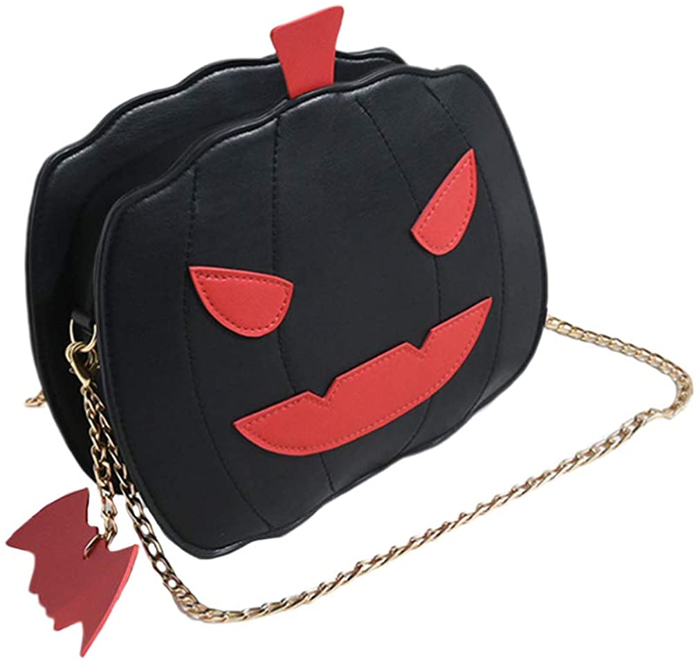 Price:$17.89 FENICAL Crossbody Bag Halloween Pumpkin Messenger Bag Devil Shoulder Chain Bag for Women Girls Kids (Black), Approx. 19 x 18 x 7 cm  Handbags   