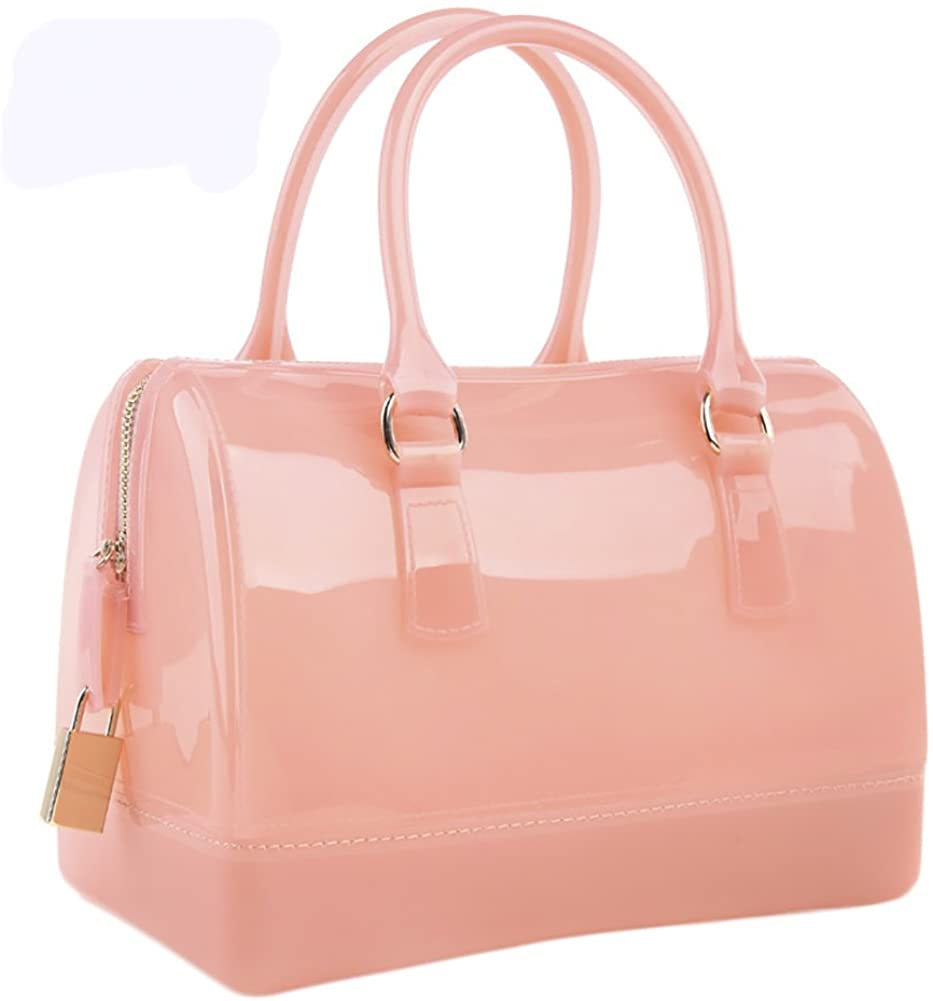 Price:$39.99    QZUnique Women's Spring/Summer Jelly Color Handbag Candy Color Transparent Tote Bag Pillow-shaped Shoulder Bag  Clothing