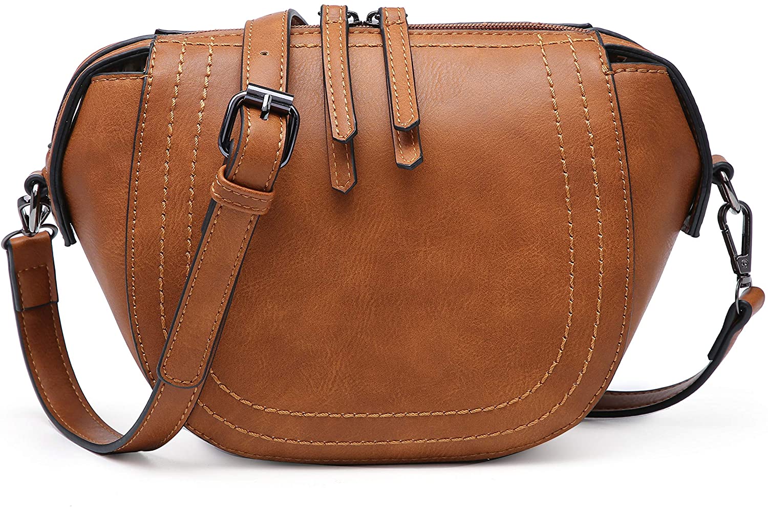 Price:$26.99    Women Crossbody Bag Mini Tote Bag PU Leather Vintage Hollow Bag Shoulder Bag Cell Phone Pocket(small, Brown)  Clothing