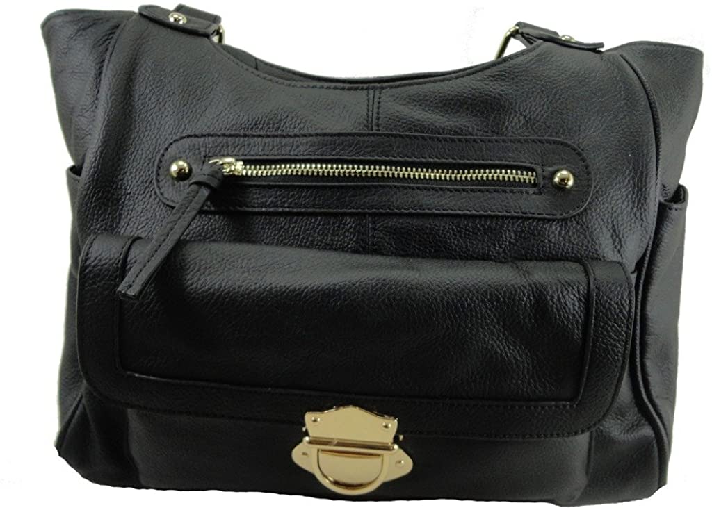 Price:$50.00 Leather Concealed Carry Gun Purse Left/Right Hand CCW W/Locking Zipper 03Black  Handbags   