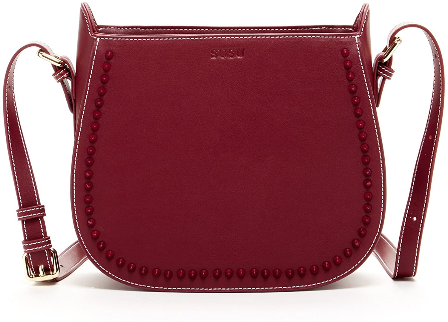 Price:$68.00    Studded Crossbody Bags for Women Burgundy Studs Crossover Purse Leather Over The Shoulder Purses and Handbags Wine Red Crossove Designer Purses & Handbag Maroon Medium Size Structured Womens It Bag  Clothing