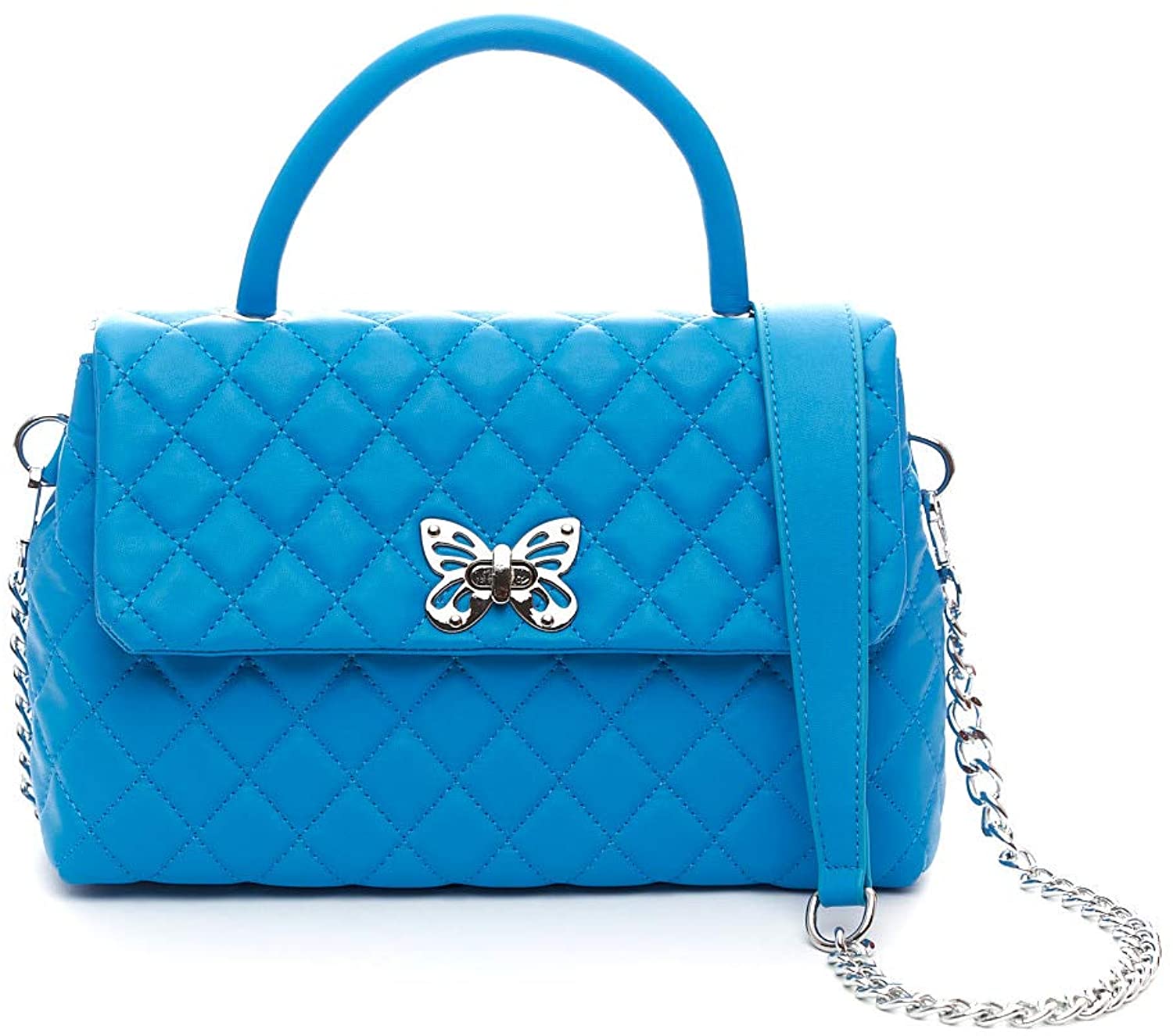 Price:$50.00 The Monarch Bag | Classic Quilted Clutch | Luxury Vintage | Vegan Leather | Cross Body Shoulder | Accents Reign (Blue)  Handbags   