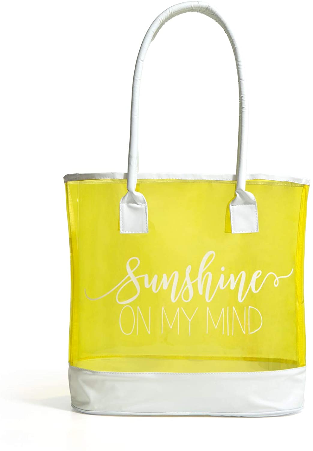 Price:$24.99    Women Waterproof Clear Tote Bags Shoulder Bag Handbag Beach Bag Shopping Bag Work Bag (Yellow)  Clothing