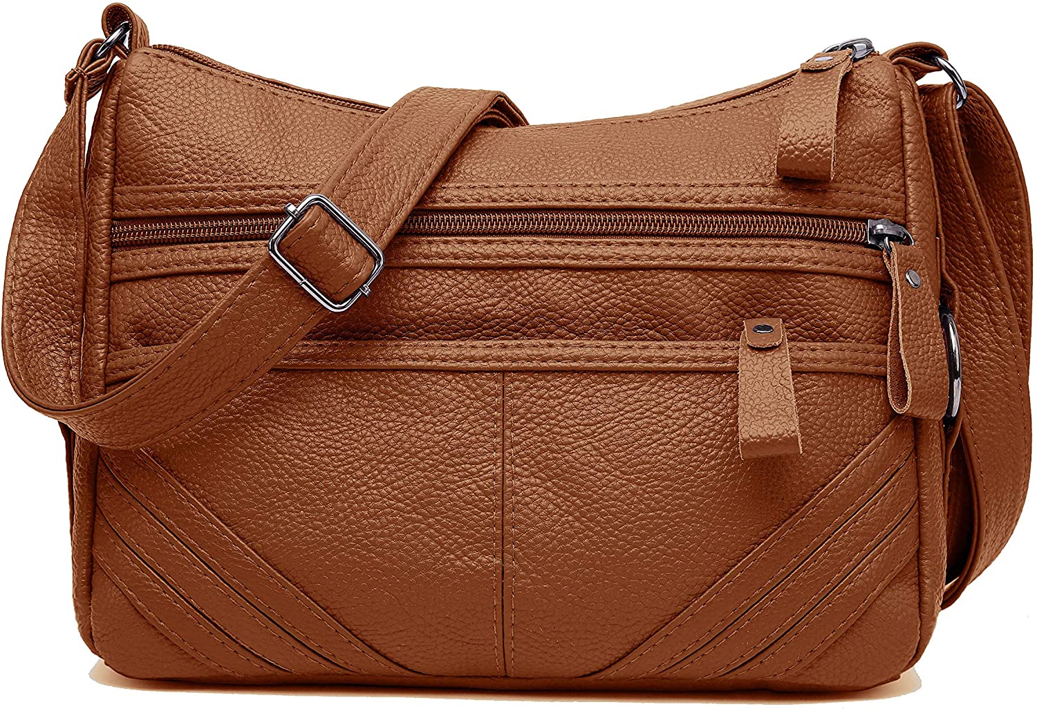 Price:$16.90 Women Crossbody Bag Pocketbooks Soft PU Leather Handbags Multi Pocket Lightweight Shoulder Purse  Handbags   