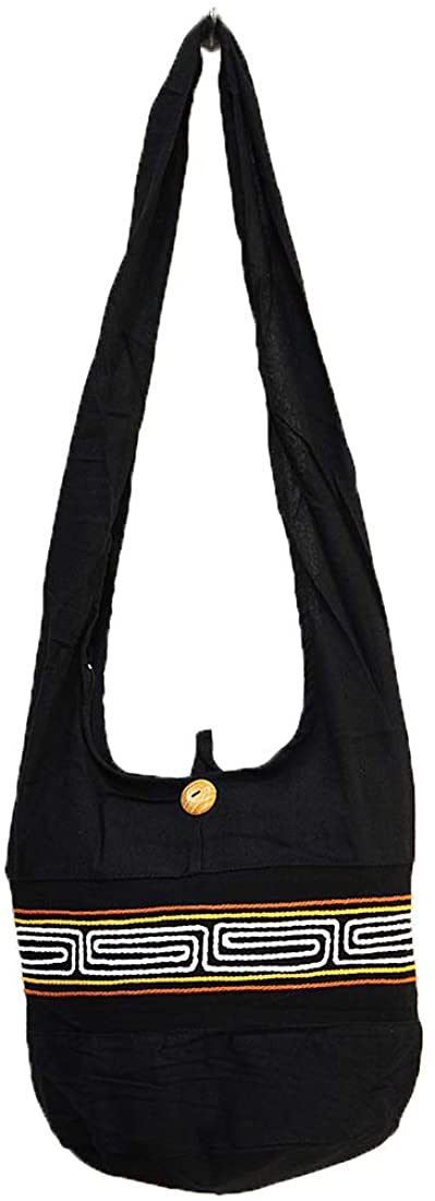 Price:$14.99    Thai Hippie Hobo Sling Crossbody Shoulder Bag Purse Handmade Zip Tribal Embroider Cotton Gypsy Boho Messenger Medium (M1829)  Clothing