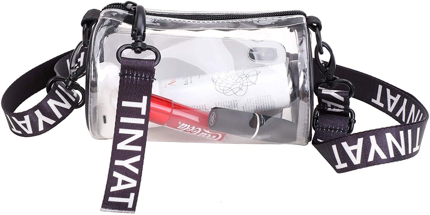 Price:$10.99 Clear Crossbody Messenger Shoulder Bag for Women, TINYAT Clear Bag Stadium Approved for Concerts, Sports, Travel and Daily Use  Handbags   