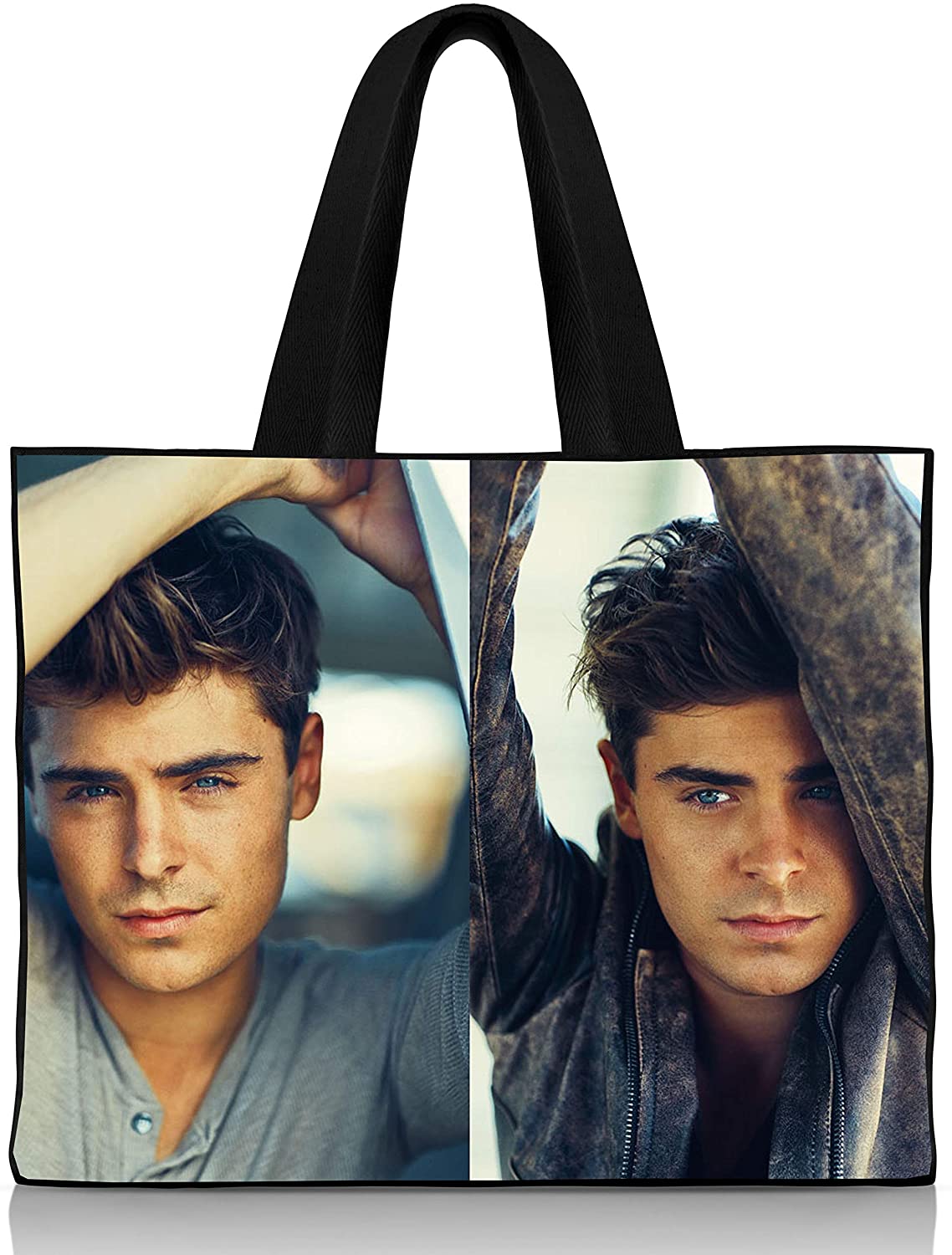 Price:$23.56 zac efron Smolder Shoulder Handbags Canvas Tote Bag - 15.5 x 12.5 x 3.5 Inches  Handbags   