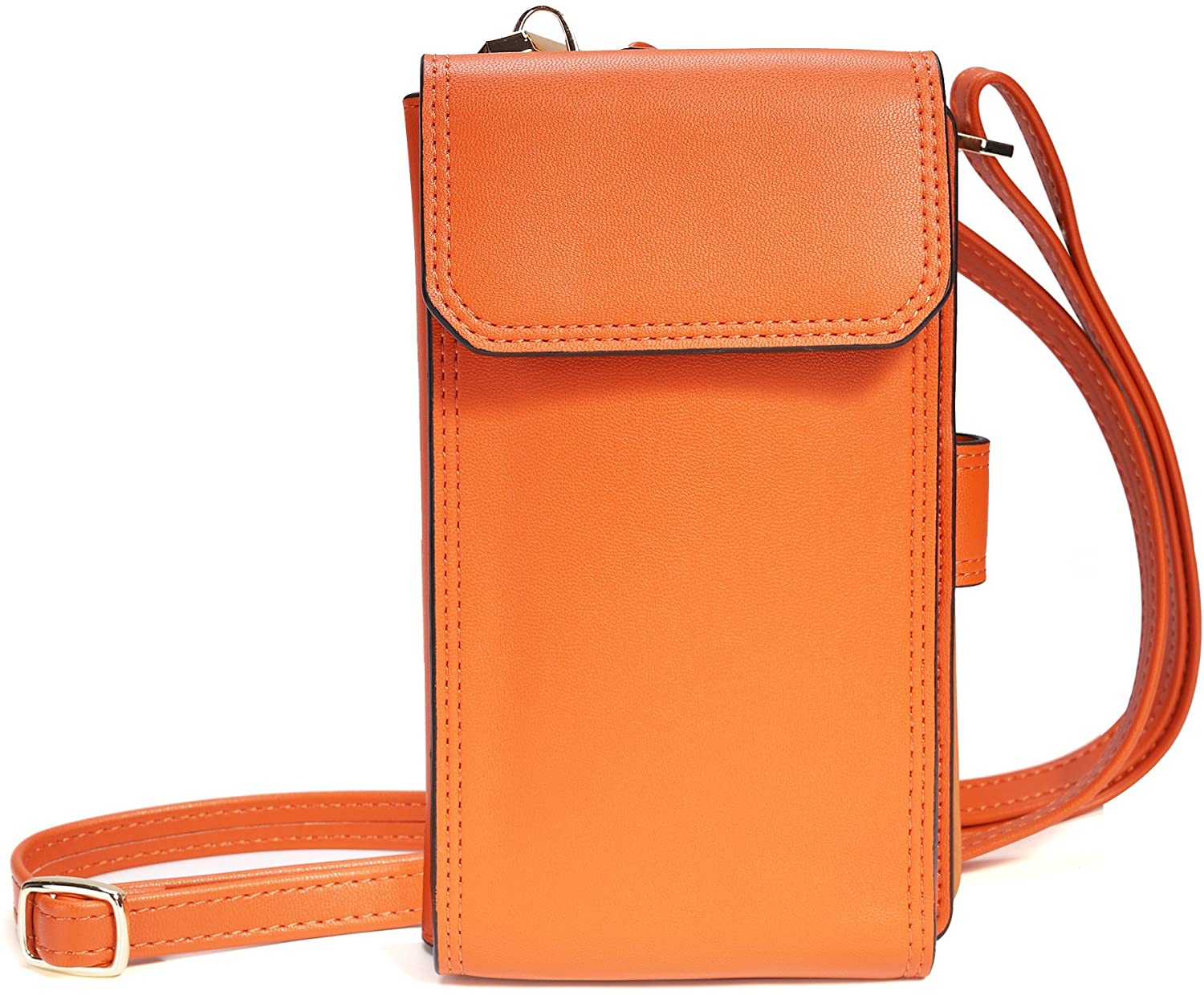 Price:$29.99 Crossbody Wallet Pouch Purse Shoulder Bag Messenger Bag Cell Phone Bag PU Leather Multipurpose Wallet Case for Women (Orange)  Handbags   